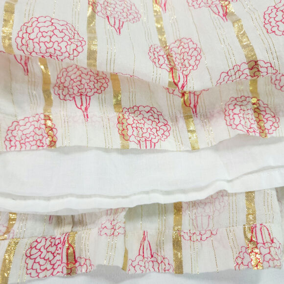 Almirah Girls Party Dress Gold Foil Pink Floral Long Sleeve Lined Ivory Boho 8Y - Picture 8 of 9